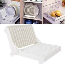 Foldable Dish Plate Drying Rack Organizer Drainer Plastic
