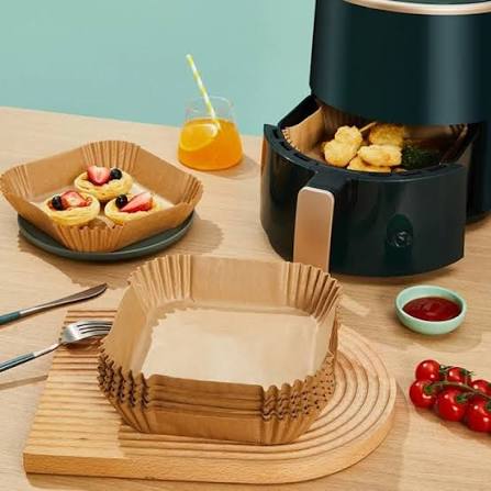 50-Piece Air Fryer Paper Liners – Disposable Non-Stick Cooking Sheets