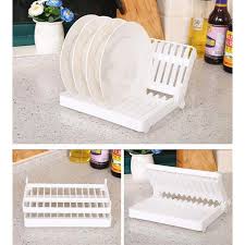 Foldable Dish Plate Drying Rack Organizer Drainer Plastic
